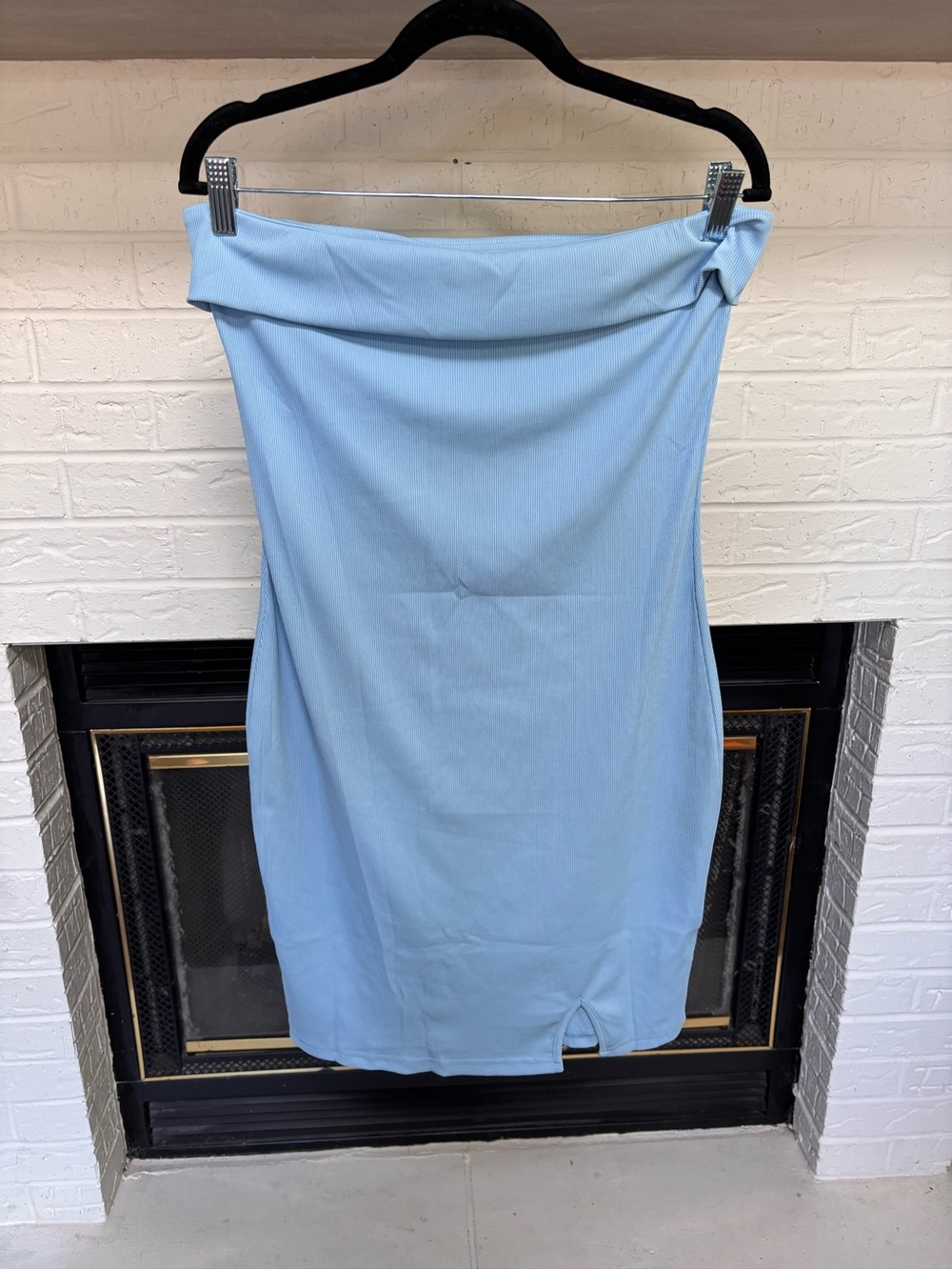 Light Blue Mini Dress with Folded Bodice